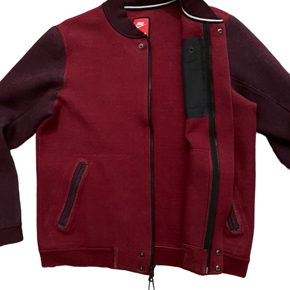 Nike Jacket Mens Size L Tech Varsity Bomber 3MM Full Zip Buttons Red - Picture 3 of 9